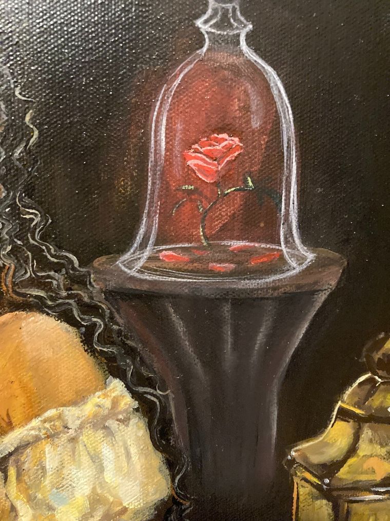 Detail: the rose under glass